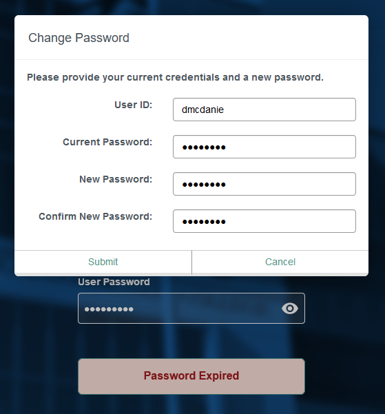 Change Password Window