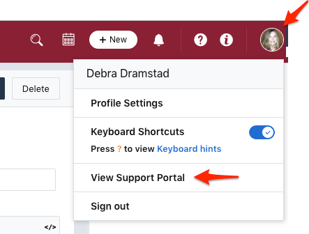 View Support Portal button