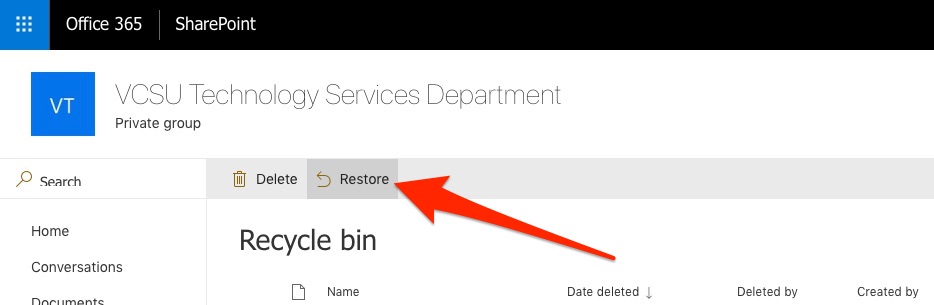 Restore Files Button