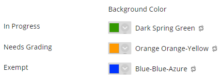 Grading Status Color Coding Example