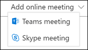 meeting type dropdown