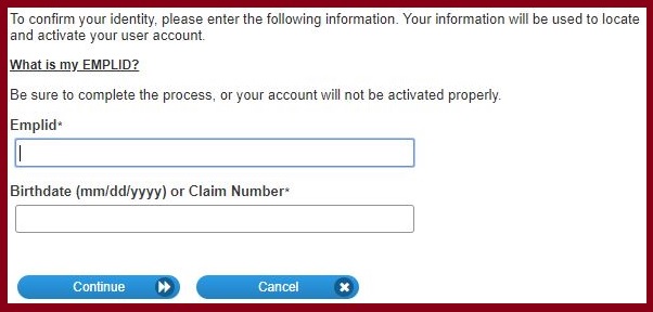 Claim User Account request for Empid and birthdate.