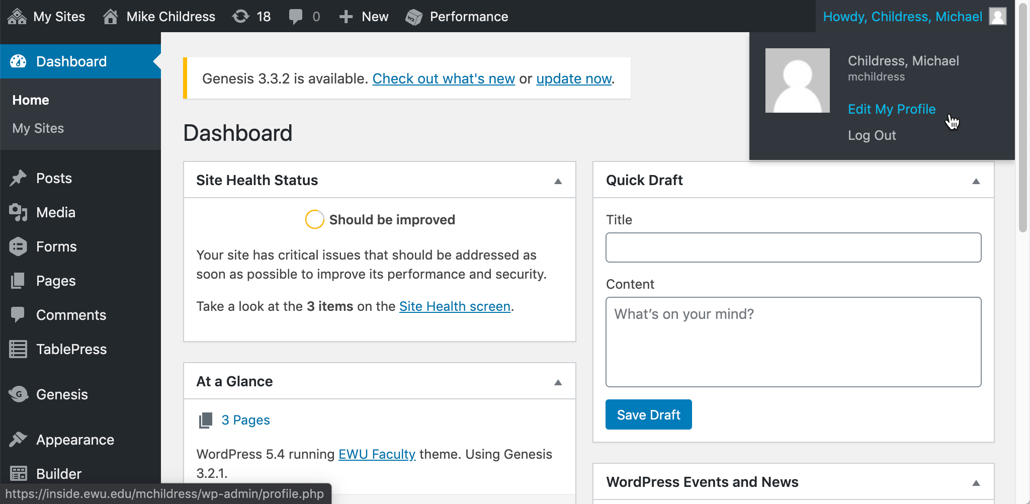 Edit Your WordPress Dashboard Profile