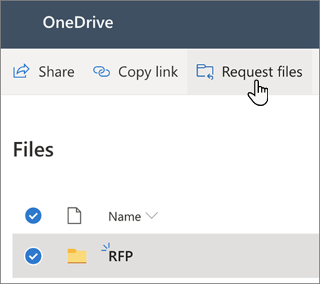 The Request Files menu option in OneDrive for Business