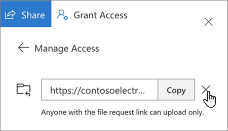 The option for removing an access link in OneDrive for Business