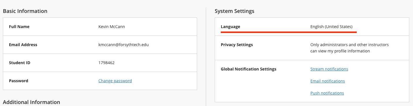 system settings language setting