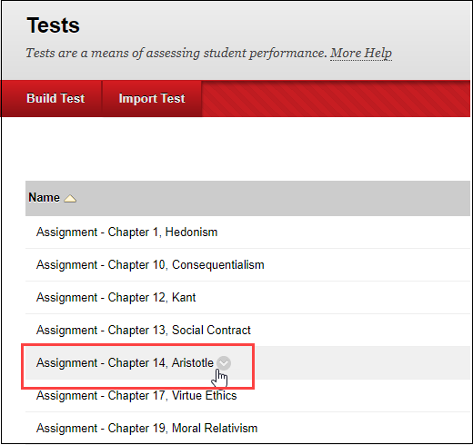 click the grey arrow next to the test you want to copy