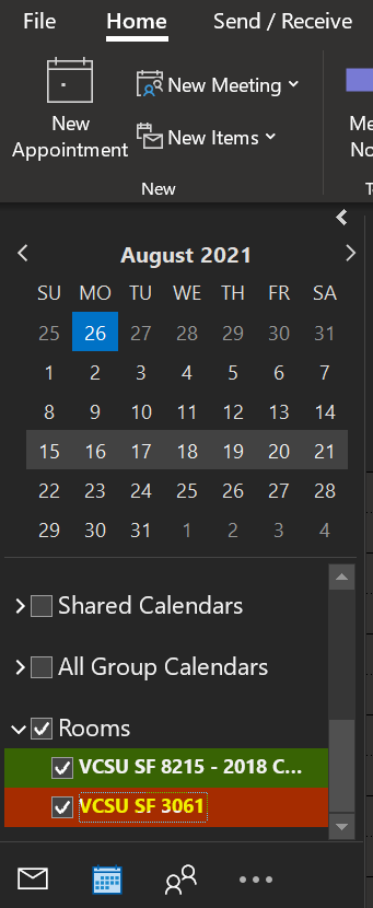 Your selected calendar will now appear on the bottom left navigation pane in Outlook.