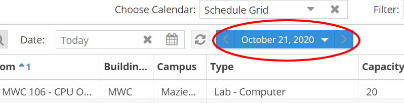 Date button circled in red