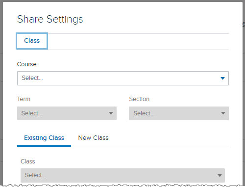 Add to a class sharing modal from media details page with fields for steps as described