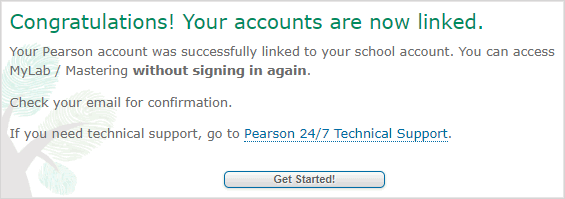 Confirmation message for linking accounts