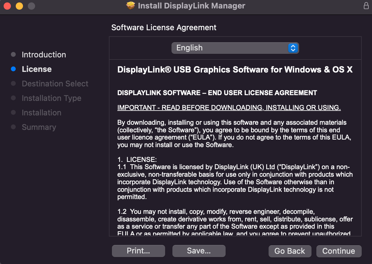 Install DisplayLink Manager Terms 2