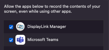 Privacy setting for DisplayLink Manager