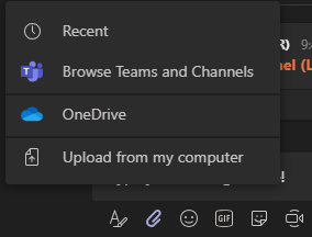 Upload menu found on the Desktop version when the paperclip icon is selected.