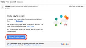Google Takeout - get confirmation code