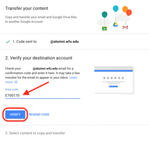 Google Takeout - click Verify