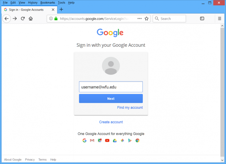 Sign in with your Google account - username