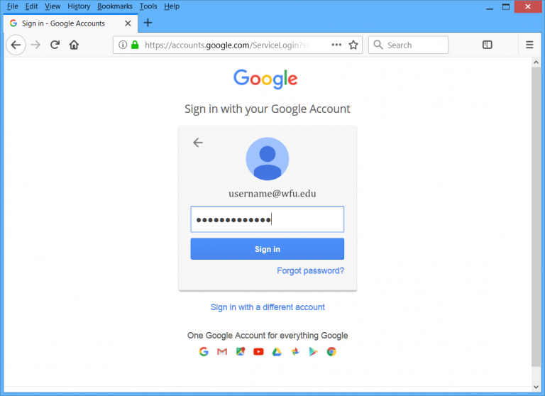 Sign in with your Google account - password