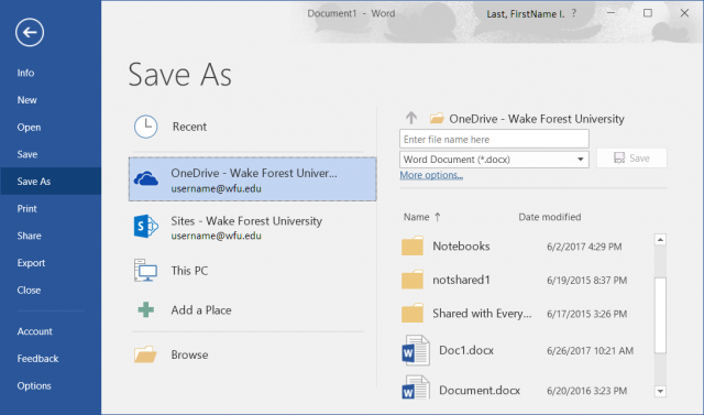 OneDrive is now an available option for you