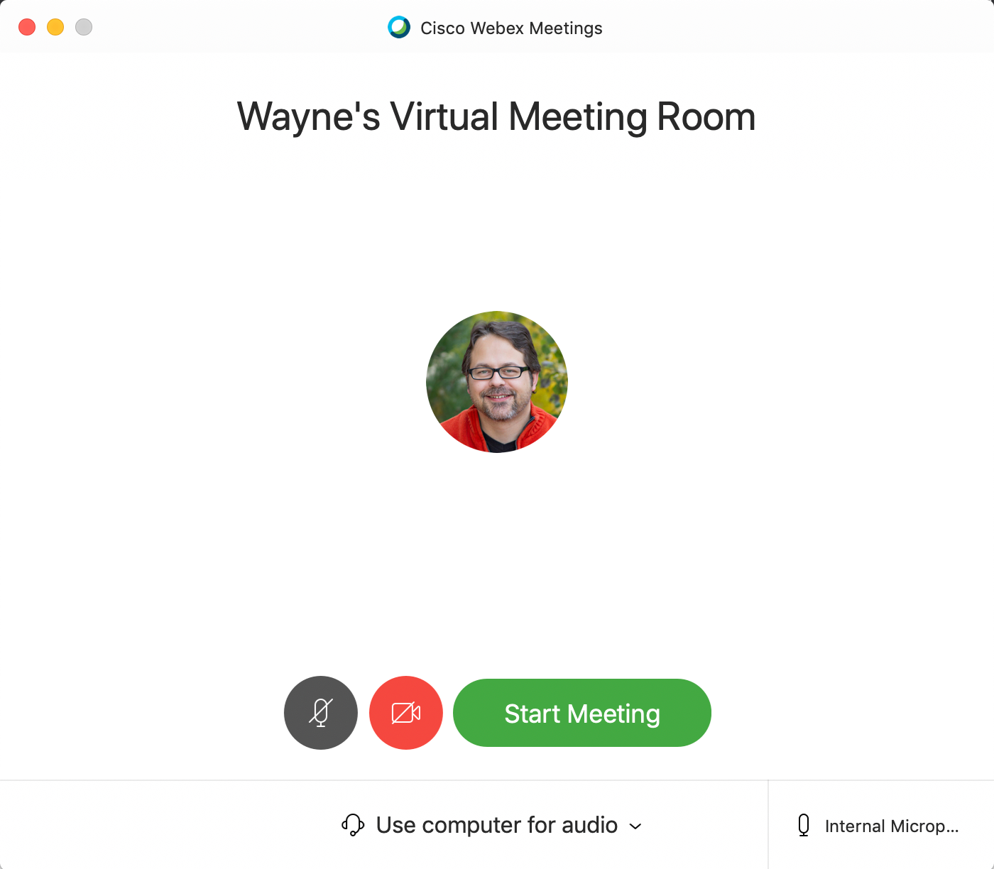 webex pre meeting interface