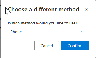 image of the box that appears after selecting I want to setup a differnet method