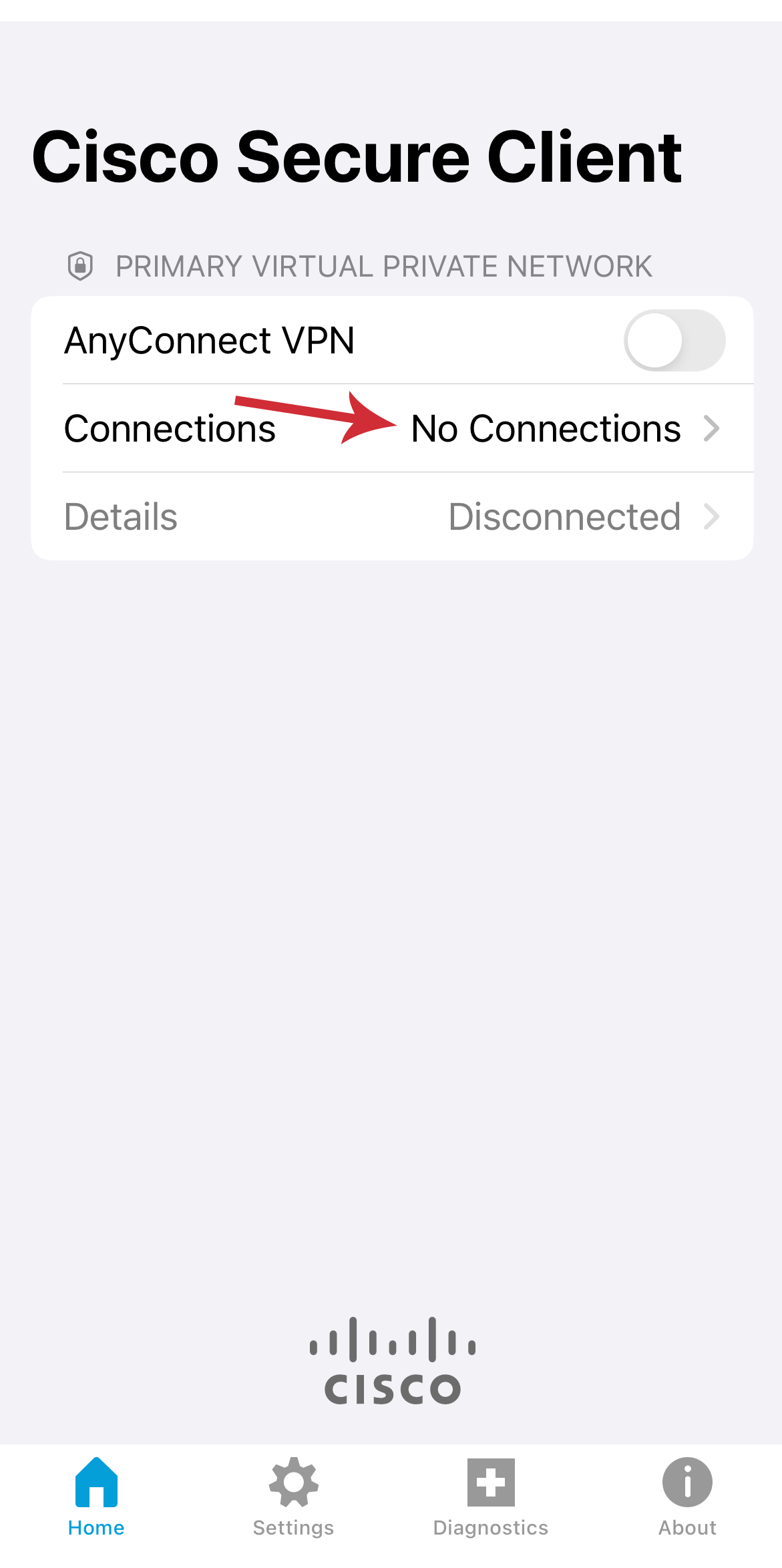 Selecting the Connections button