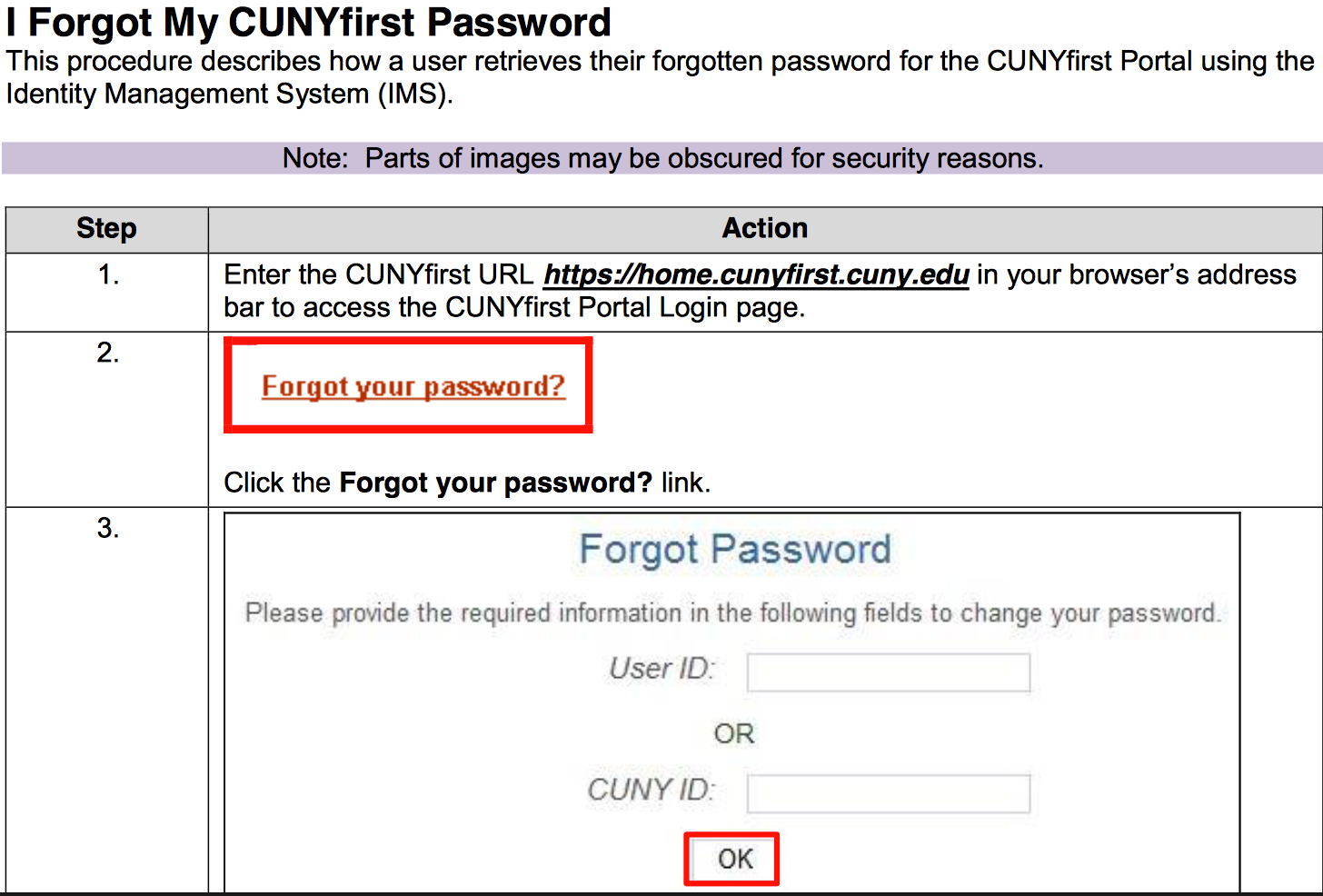 I forgot my CUNYfirst Password