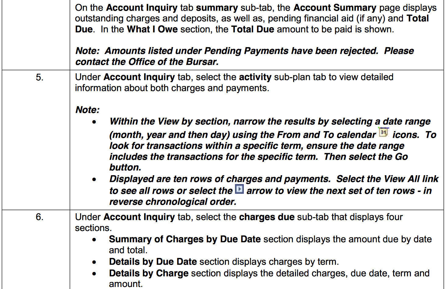 Account Inquiry - Bills, Payments and Financial Aid 2