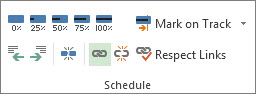 Link button in the Schedule group of the Task tab