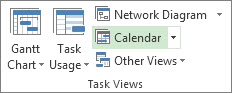 View tab, Task Views group, Calendar button.