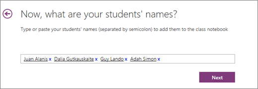 Add student names in Class Notebook for OneNote.
