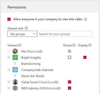 Video permissions example