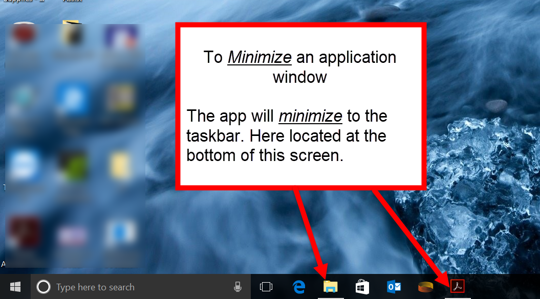 Minimized apps on taskbar