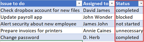 sample spreadsheet