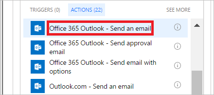 select send an email action