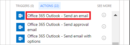 select the send email action
