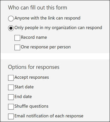 Settings for forms.