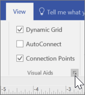 Screenshot of View options with Dynamic Grid and Connection Points selected