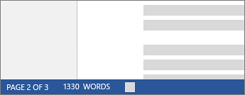 Word count in status bar