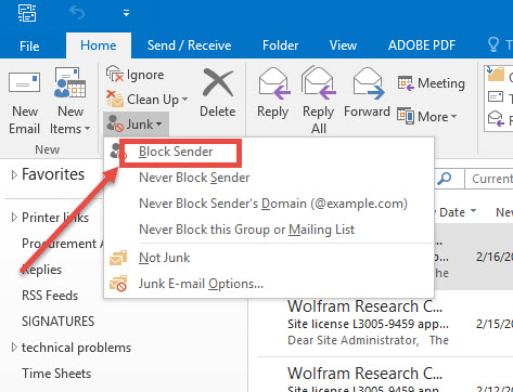 block sender