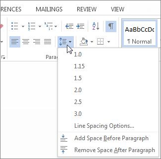Line and Paragraph Spacing screen