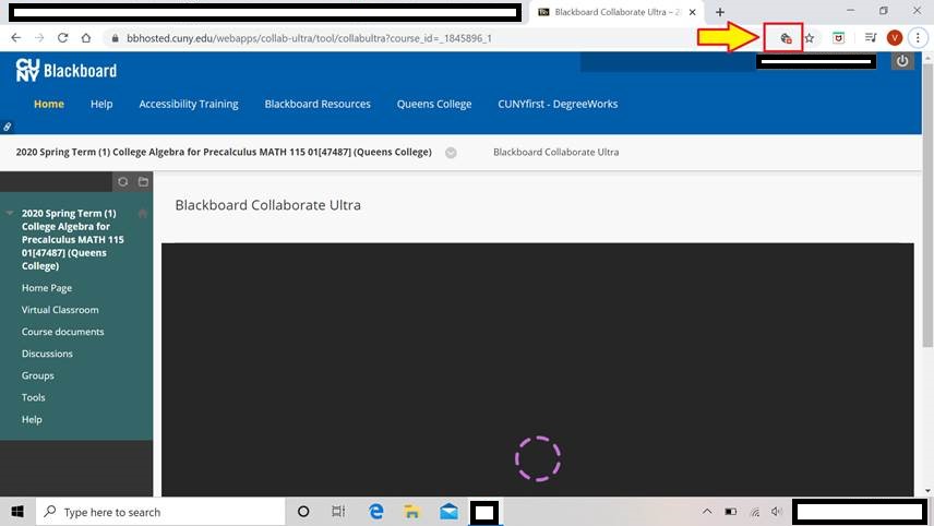 Make sure to check if your Browser is blocking any cookies from Blackboard Collaborate Ultra if you are stuck on a screen with the spinning purple circle