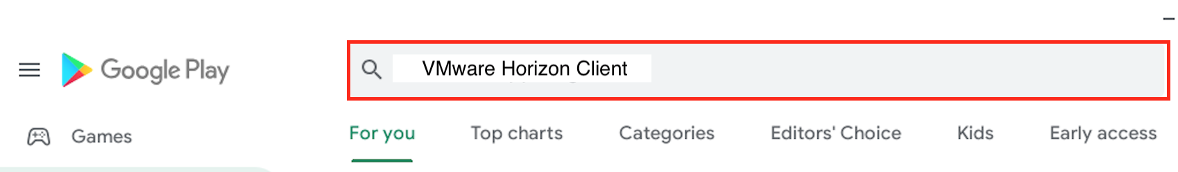 Search for “VMware Horizon Client”