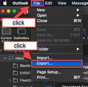 Click on File then click on Export