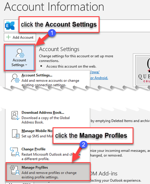 Click on the Account Settings Tab, then click on Manage Profiles