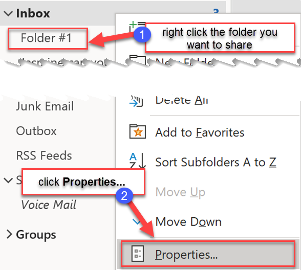 Highlight the folder you want to share > right-click this folder > choose Properties