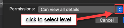 Click the dropdown arrow to select levels