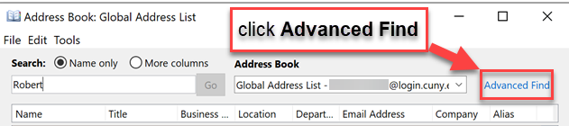 Click Advanced Find to open additional find options