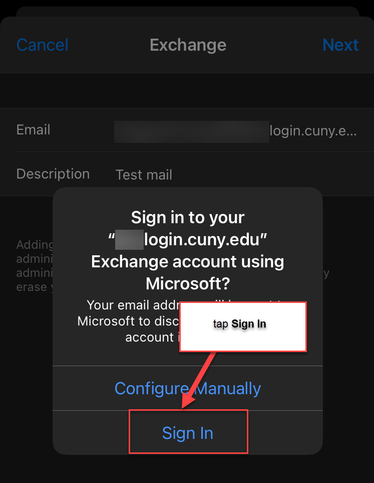  Tap Sign In when the popup window appears