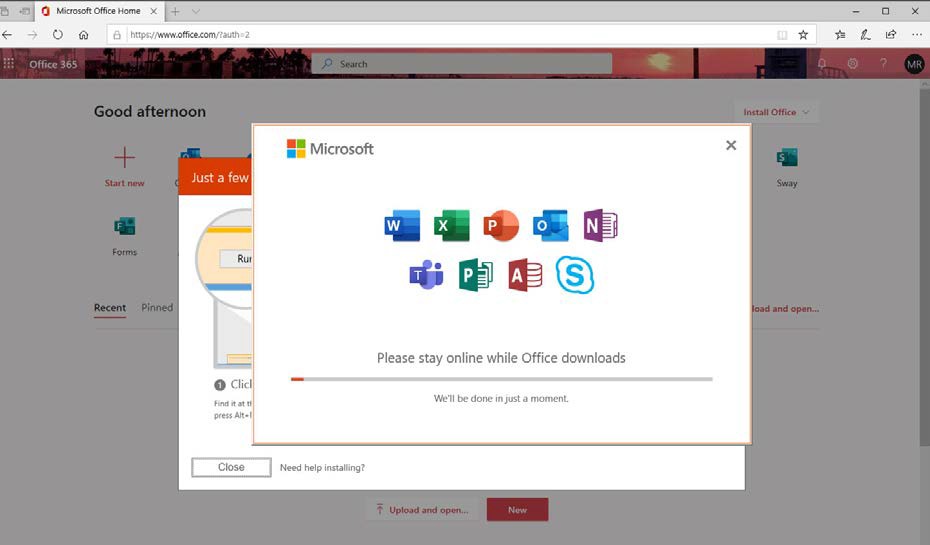 Office 365 will continue to download: